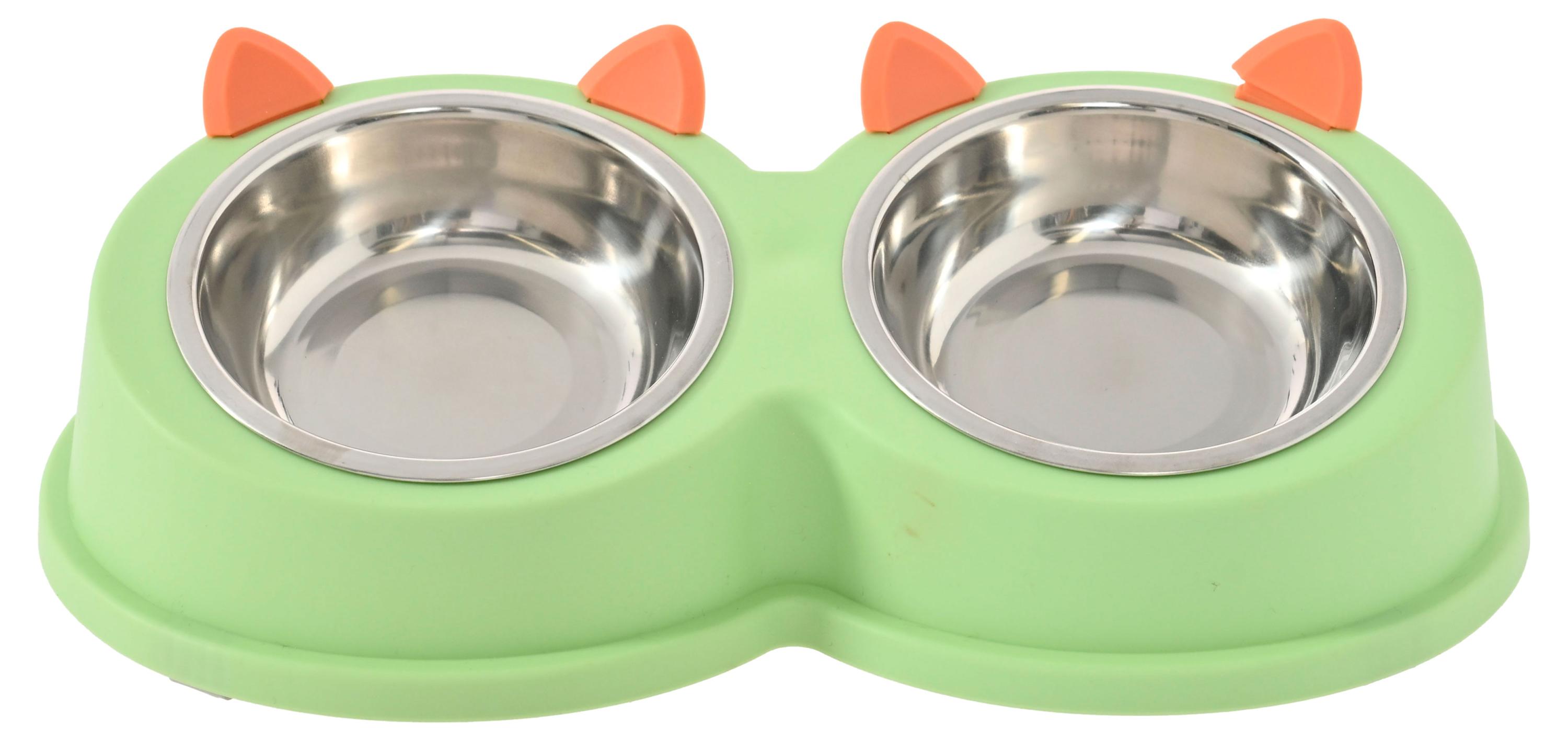 Изображение товара Миска для кошек двойная с ушками 30х15,5х8 см, 1 шт в ассортименте