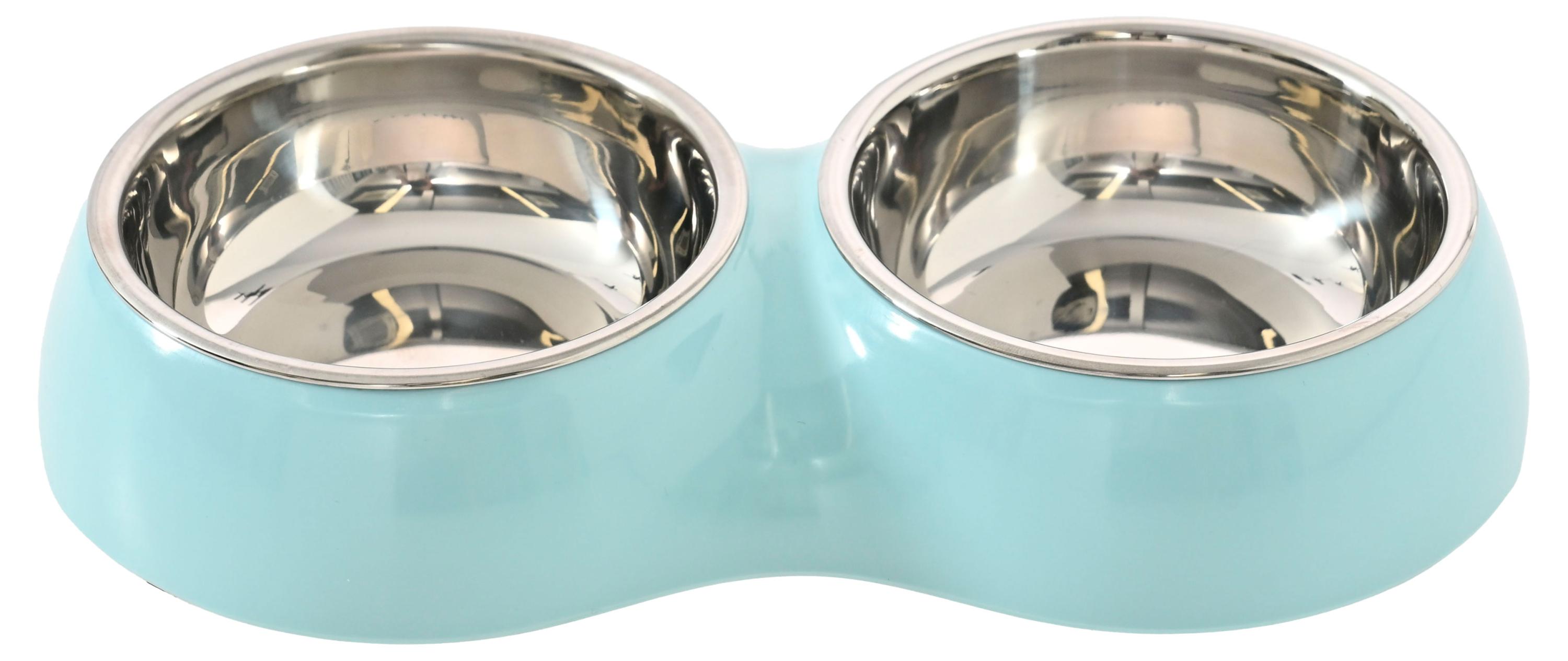 Изображение товара Миска для кошек двойная светло-голубая, 25,5х13,5х4,5 см