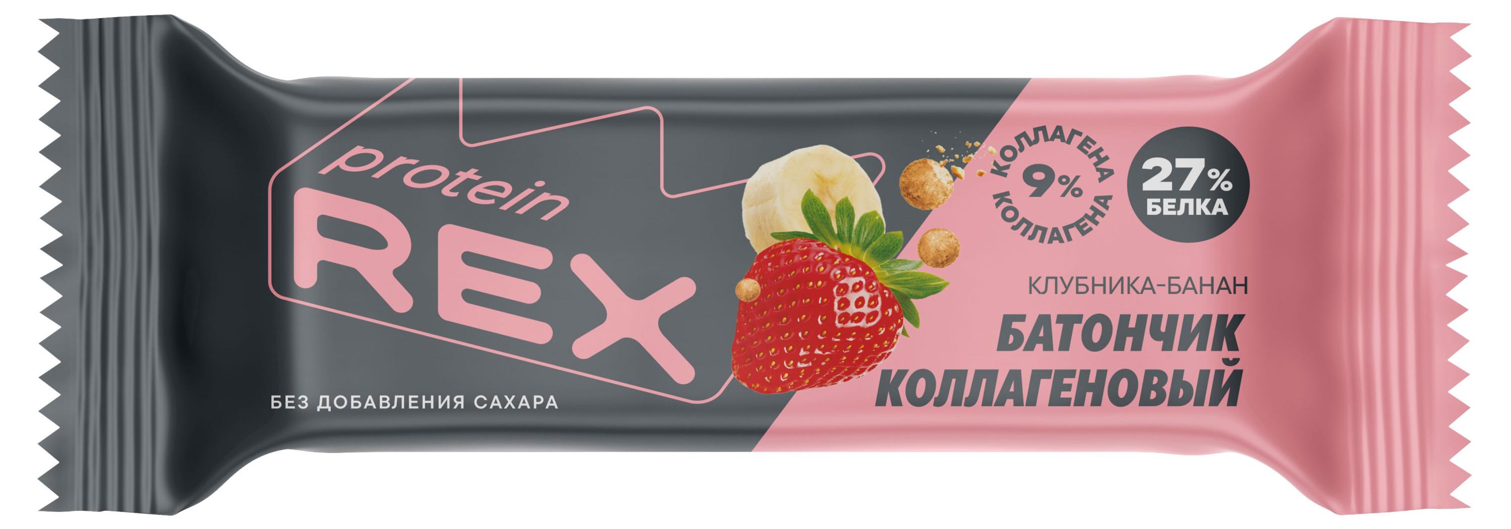Изображение товара Батончик протеиновый ProteinRex с клубникой и бананом, 45 г