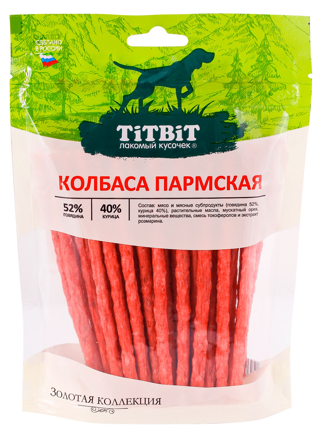 Изображение товара Лакомство для собак TITBIT Золотая коллекция Колбаса Пармская, 150 г