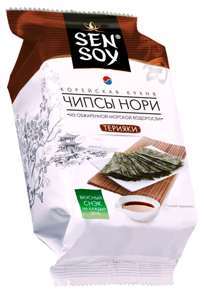 Изображение товара Чипсы нори Sen Soy Терияки из обжаренной морской водоросли, 4,5 г