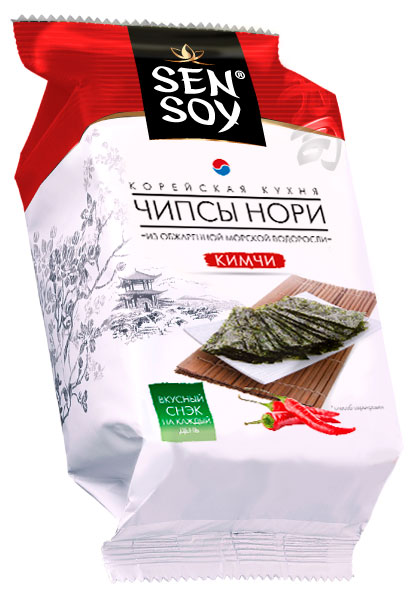 Изображение товара Чипсы нори Sen Soy Кимчи из обжаренной морской водоросли, 4,5 г