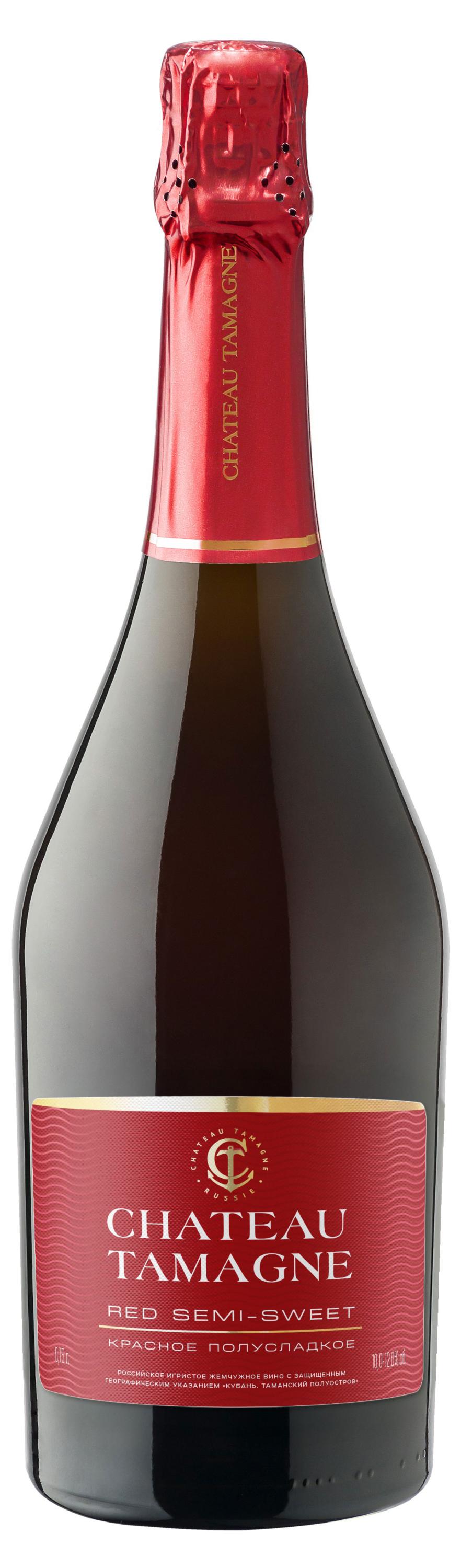 Изображение товара Игристое вино Chateau TAMAGNE Жемчужное красное полусладкое Россия, 0,75 л
