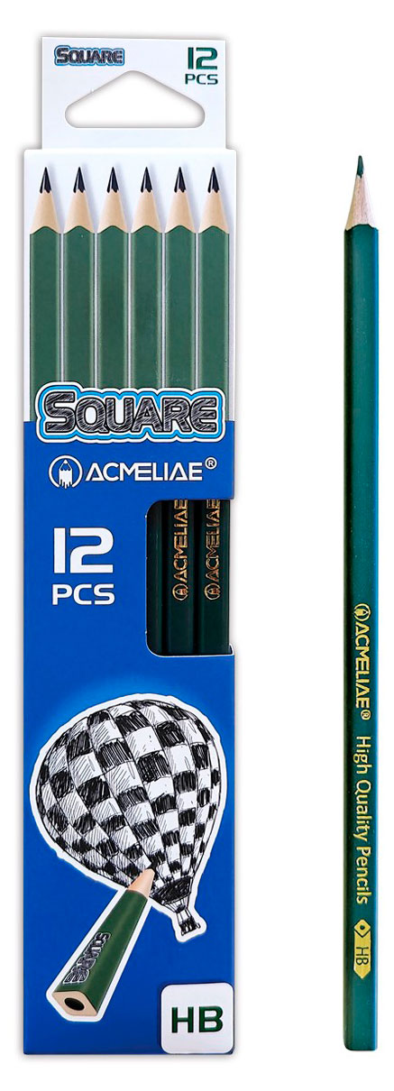 Изображение товара Набор карандашей чернографитовых ACMELIAE HB квадратные, 12 шт