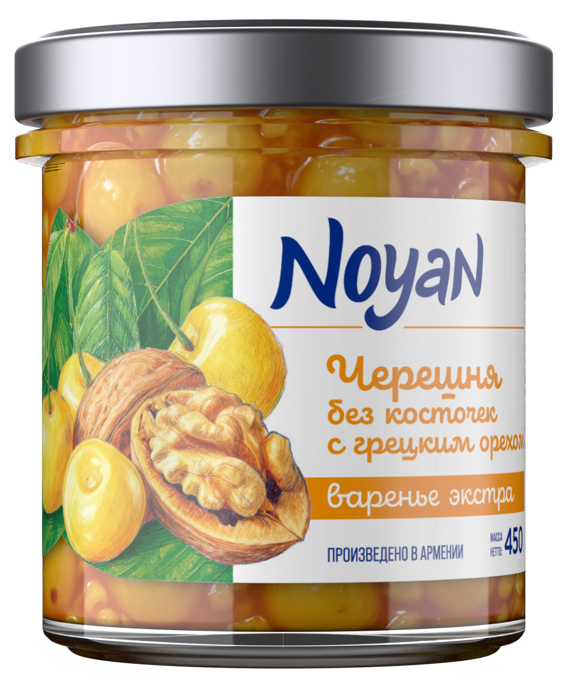 Изображение товара Варенье Noyan черешня без косточек с грецким орехом Армения, 450 г