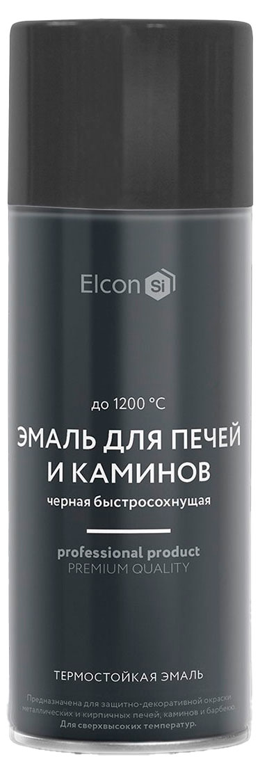 Изображение товара Эмаль термостойкая Elcon Max Therm для печей и каминов быстросохнущая черная, 520 мл