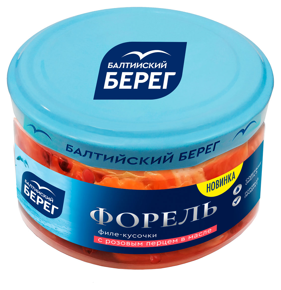 Изображение товара Форель слабосоленая «Балтийский Берег» филе-кусочки в масле с розовым перцем, 220 г