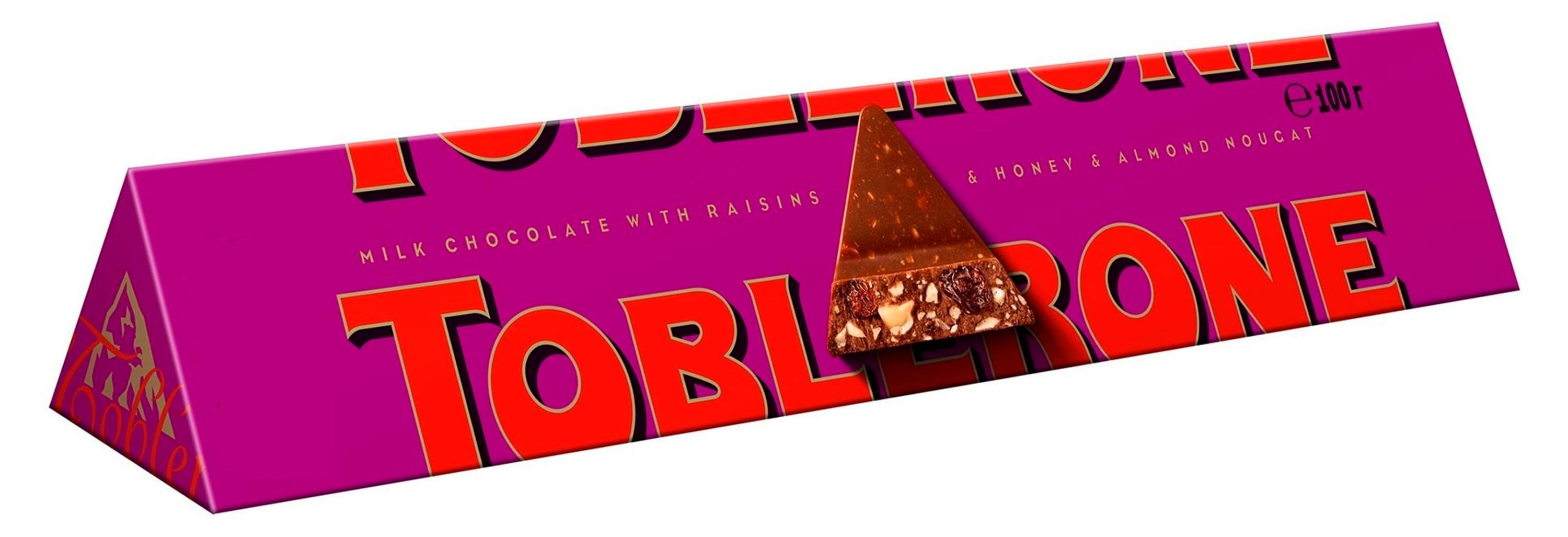 Изображение товара Шоколад молочный Toblerone с изюмом и медово-миндальной нугой Швейцария, 100 г