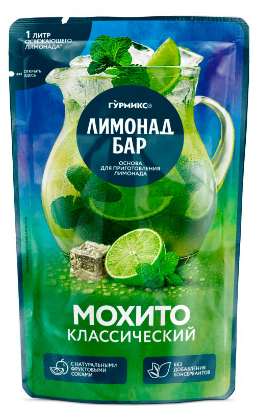 Изображение товара Основа для приготовления напитка «Гурмикс» Лимонад бар Мохито классический, 150 г