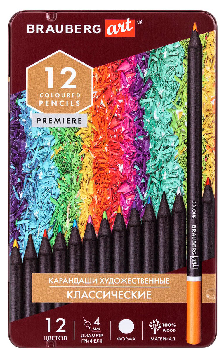 Изображение товара Карандаши художественные цветные BRAUBERG Art Premiere, 12 цветов