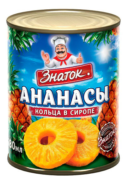 Изображение товара Консервы Ананас Знаток в сиропе Кольца 565 г Вьетнам
