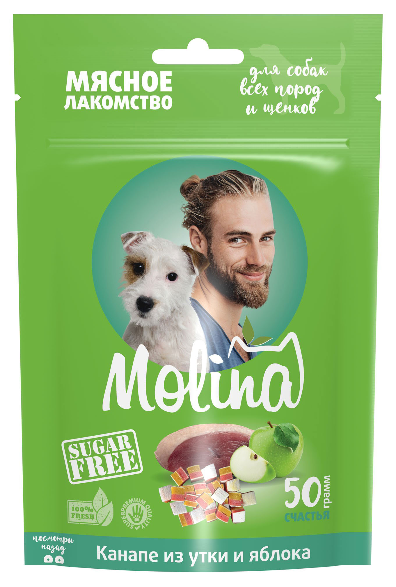 

Лакомство для собак Molina Канапе из утки и яблока, 50 г