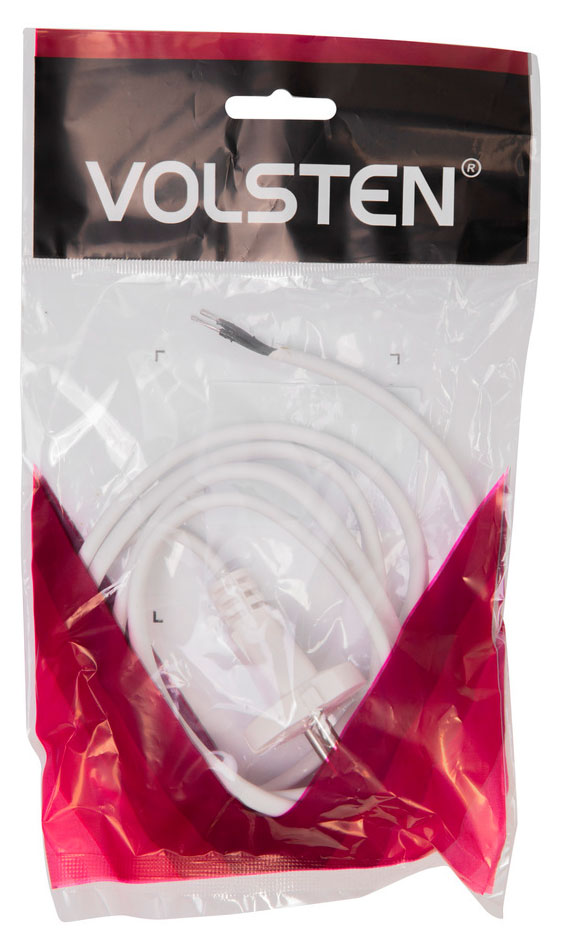 

Кабель сетевой Volsten с вилкой белый, 1,5 м