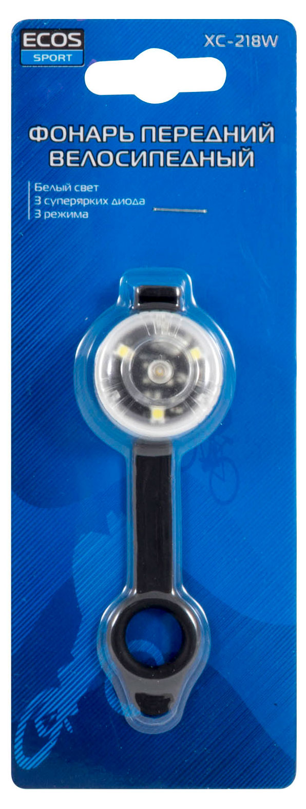Изображение товара Фонарь передний велосипедный ECOS XC-218W белый свет, 1 шт