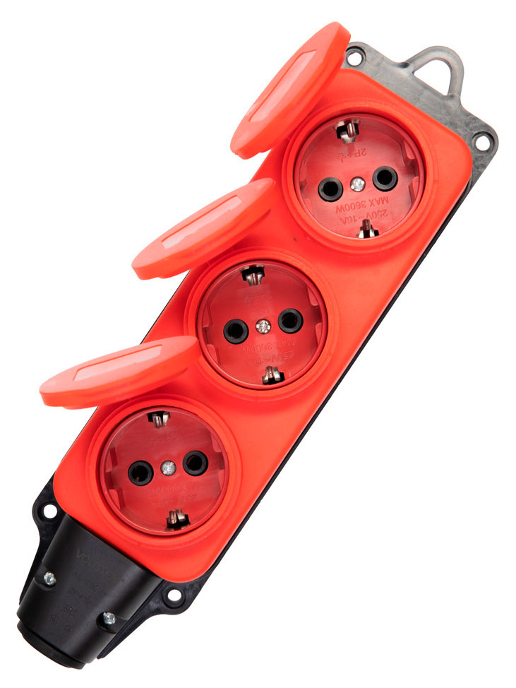 Изображение товара Колодка штепсельная Volsten с крышкой красная