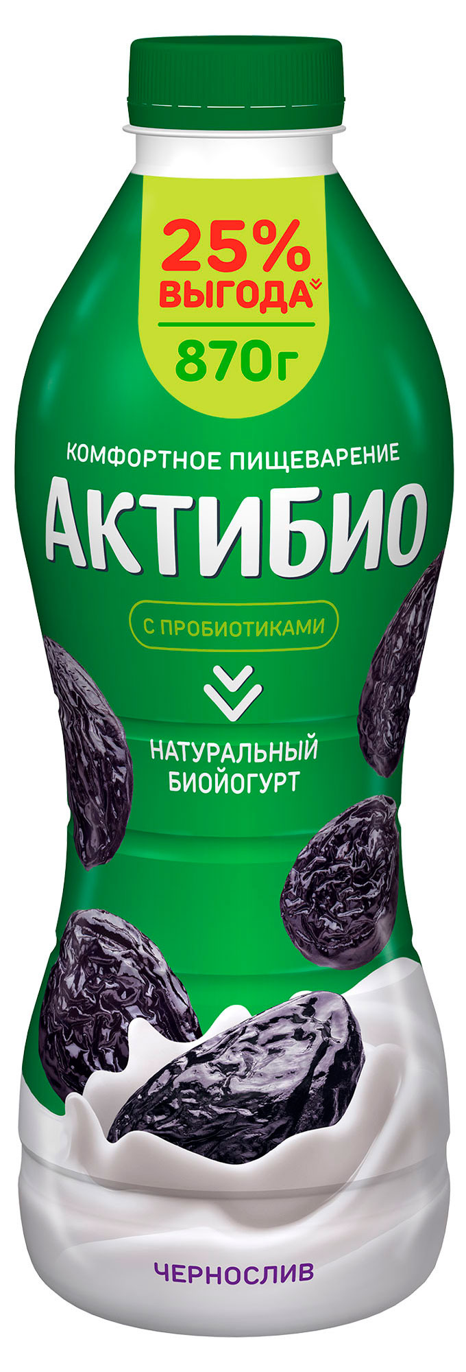 Изображение товара Йогурт питьевой АктиБио с черносливом 0. 87 кг - полезный перекус и пробиотик