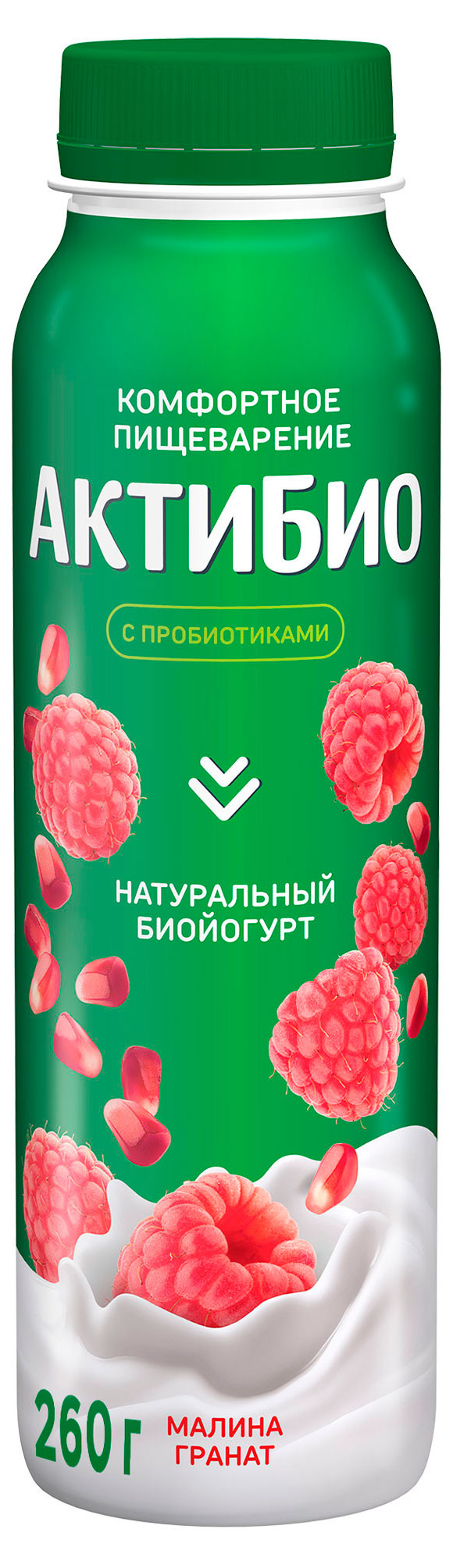 Изображение товара Питьевой йогурт АктиБио с малиной и гранатом 1, 5% - натуральный полезный перекус
