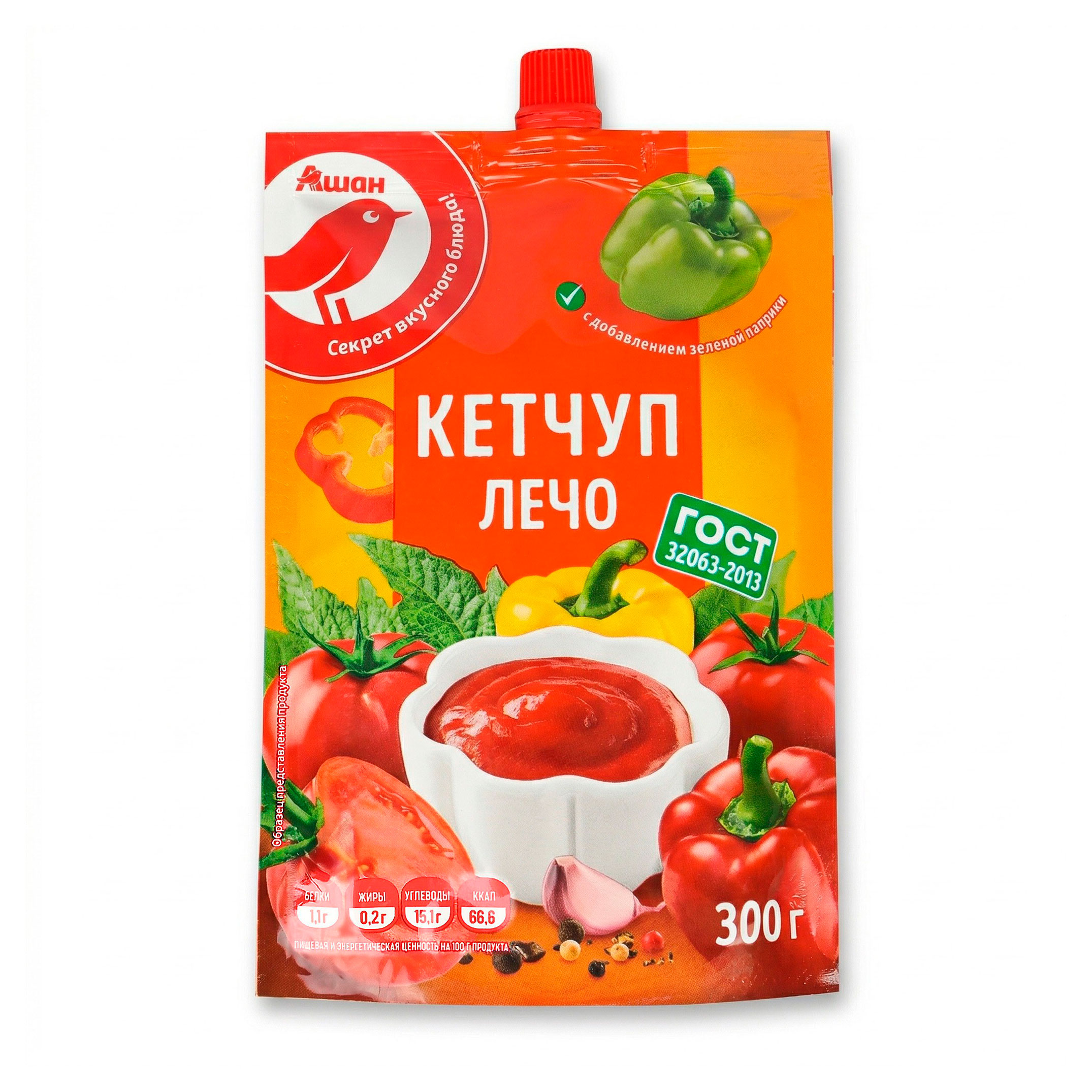 Изображение товара Кетчуп АШАН Красная птица Лечо, 300 г