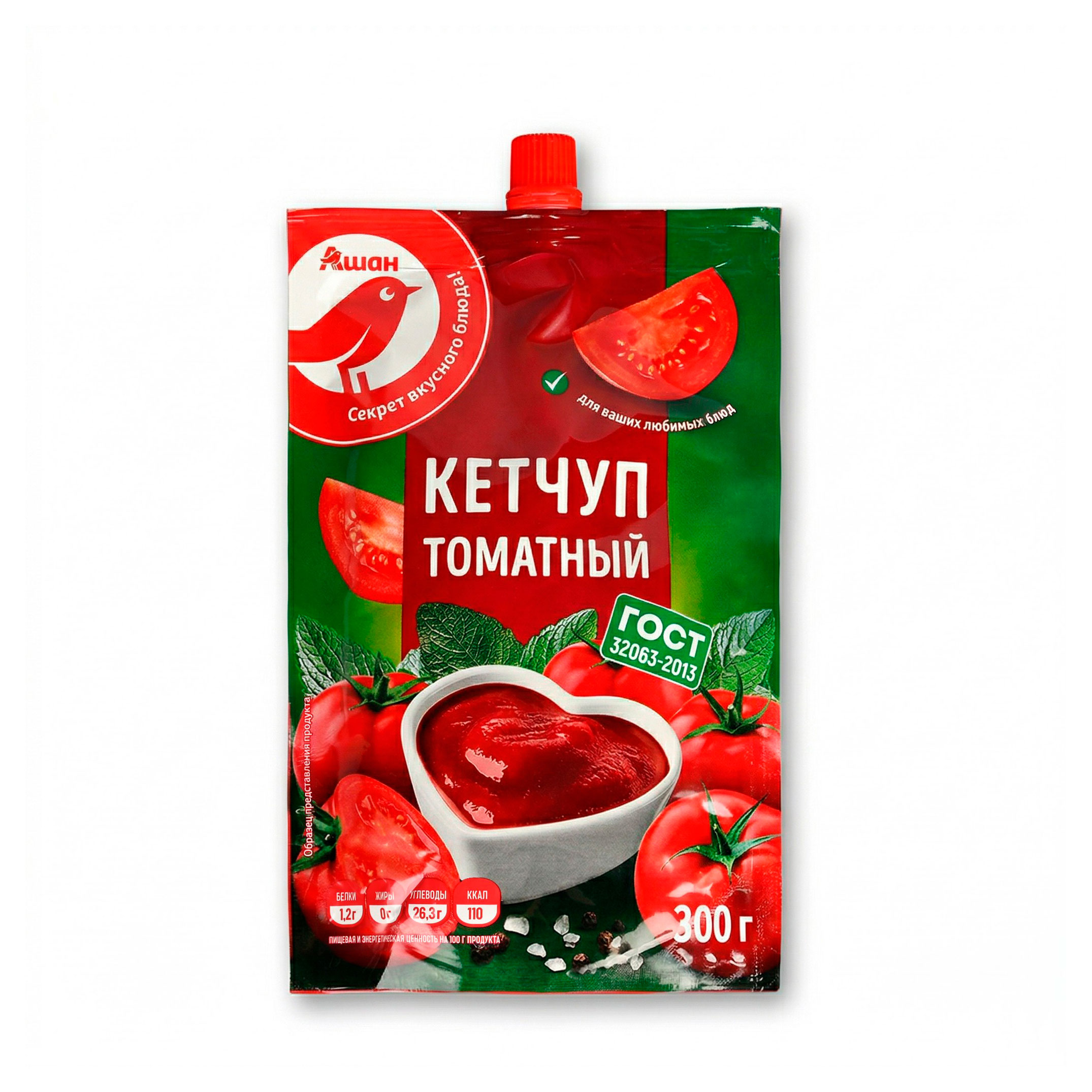 Изображение товара Кетчуп томатный АШАН Красная птица, 300 г
