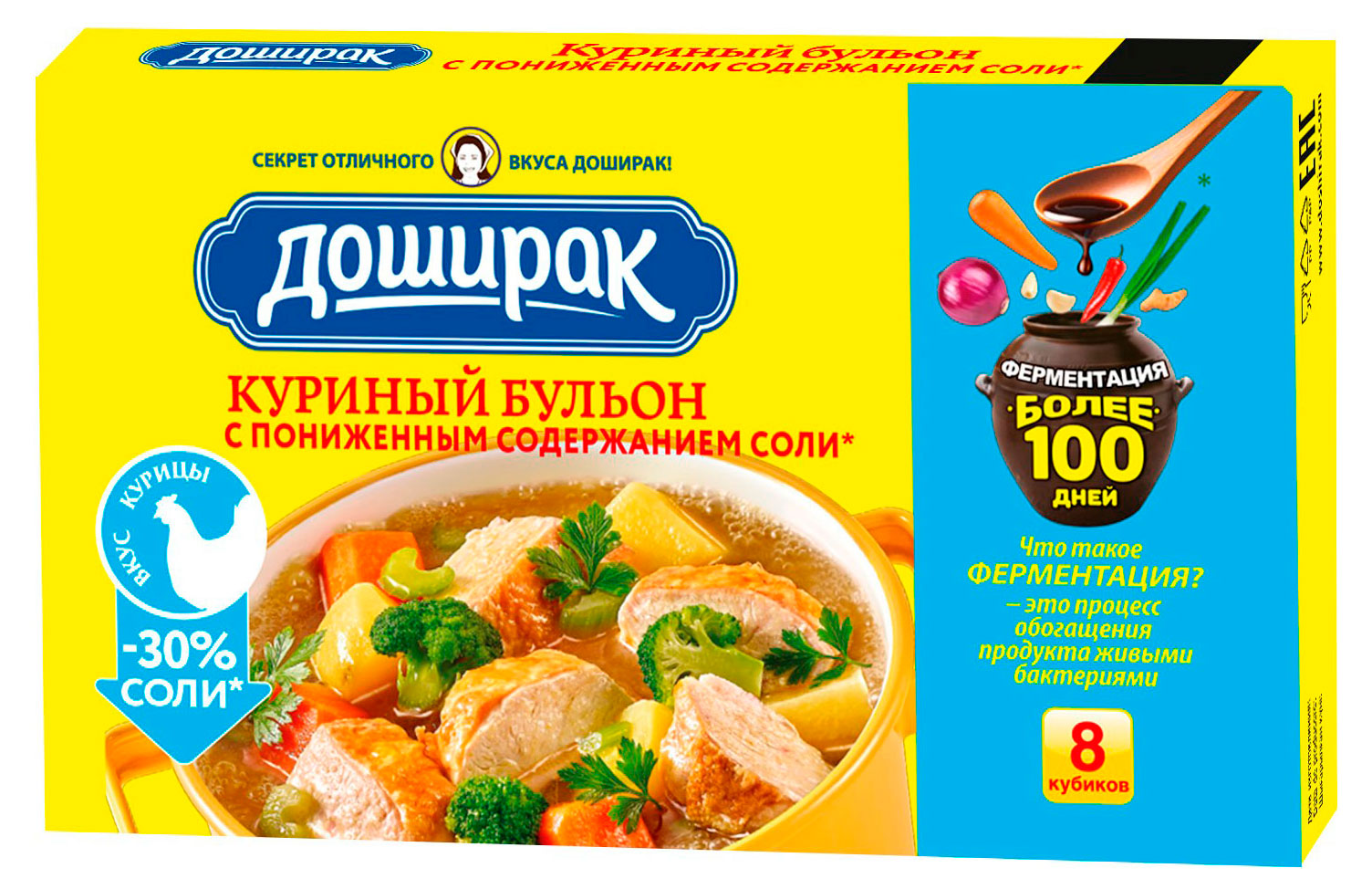 Изображение товара Бульон «Доширак» Куриный с пониженным содержанием соли, 80 г