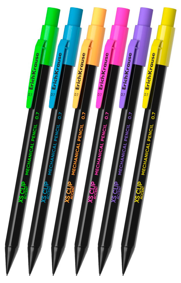 Изображение товара Карандаш механический ErichKrause XS Clip Accent 0.7 мм HB, 1 шт в ассортименте