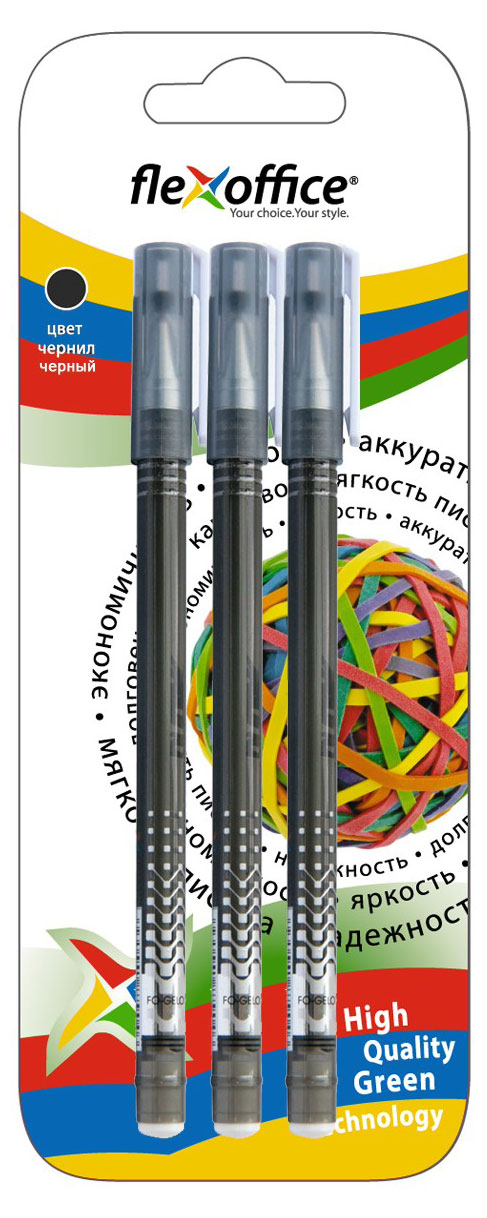 

Ручка гелевая Flexoffice Alona 0,5 мм черная, 3 шт