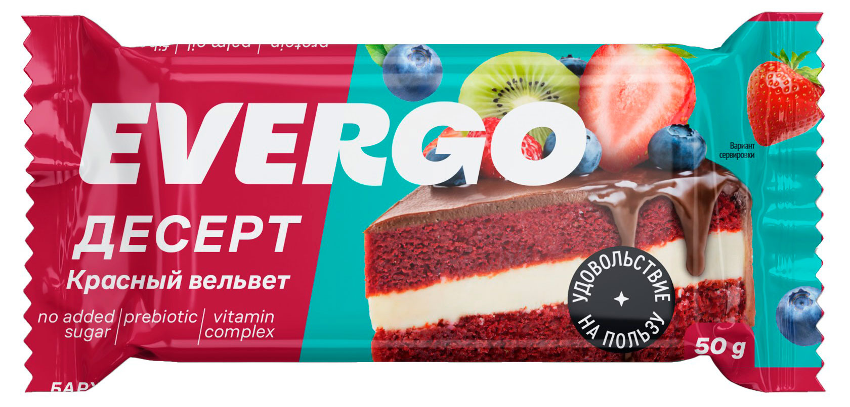 Изображение товара Пирожное протеиновое Evergo Красный вельвет, 50 г