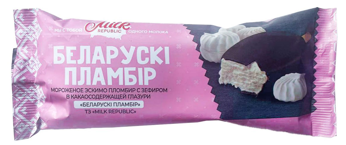 

Мороженое пломбир Беларускi пламбiр Эскимо с зефиром Беларусь, 70 г