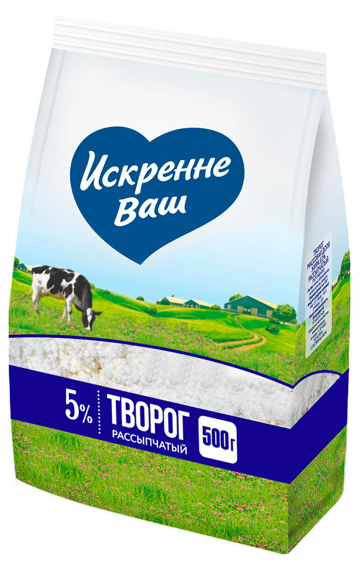 Изображение товара Творог рассыпчатый "Искренне Ваш" 5% БЗМЖ, натуральный и воздушный