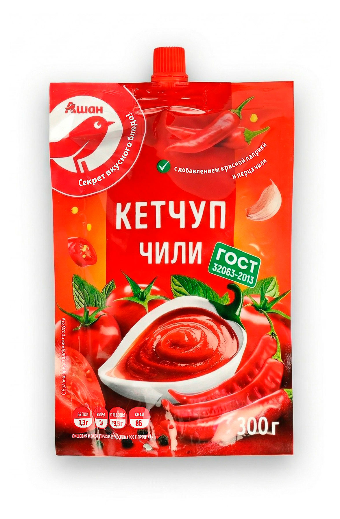 Изображение товара Кетчуп АШАН Красная птица Чили, 300 г