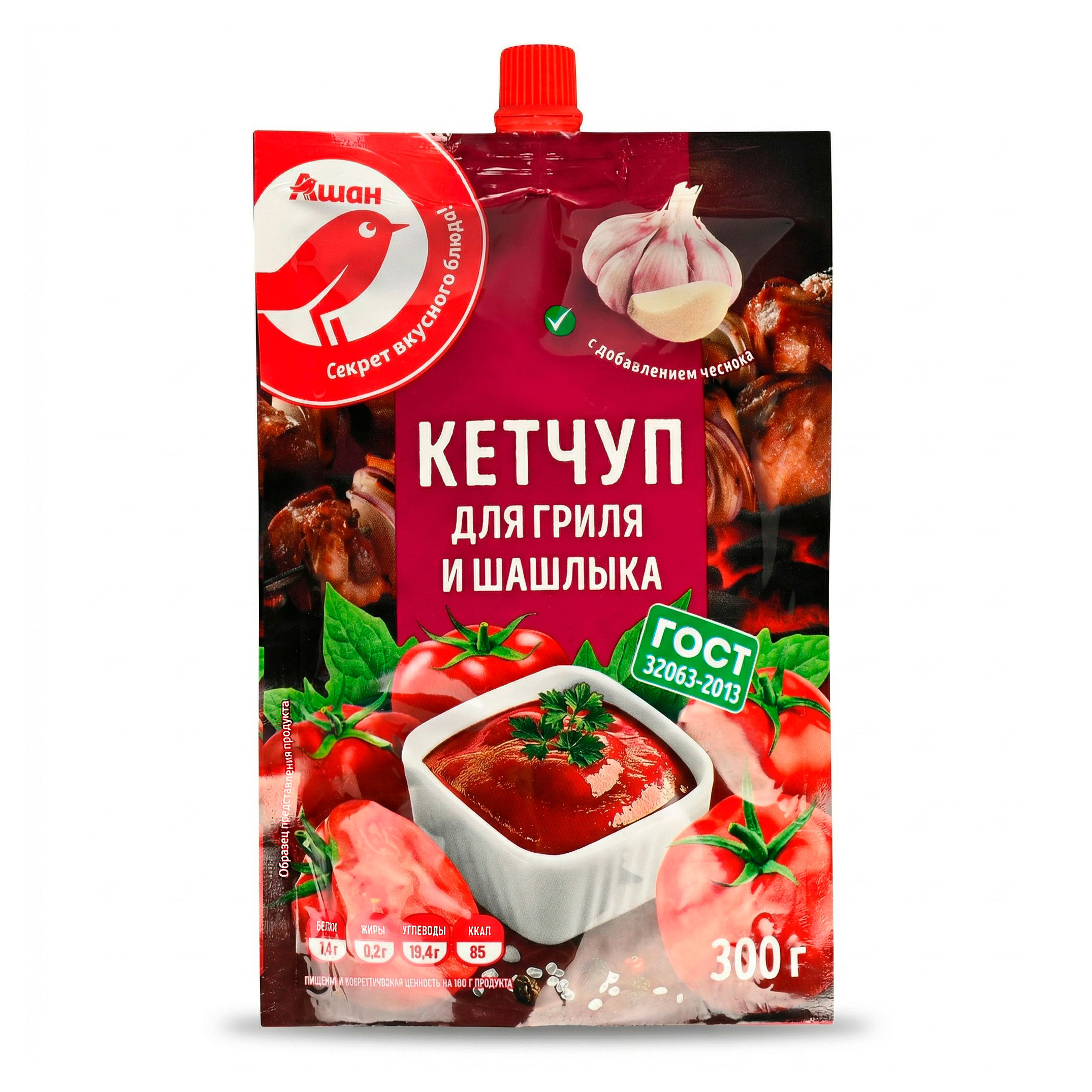 Изображение товара Кетчуп АШАН Красная птица для гриля и шашлыка, 300 г