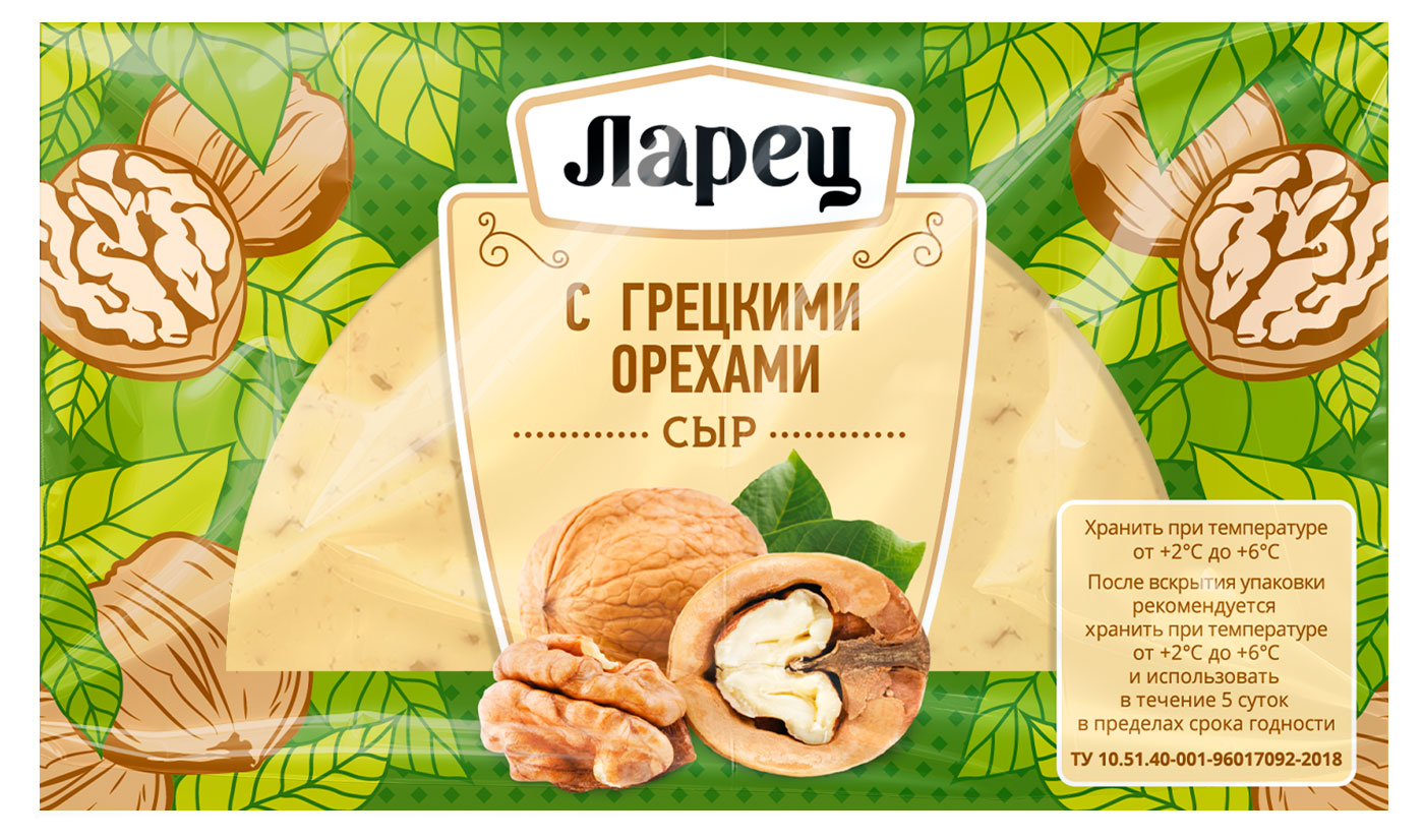 Изображение товара Полутвердый сыр Ларец с грецкими орехами 245 г БЗМЖ Россия