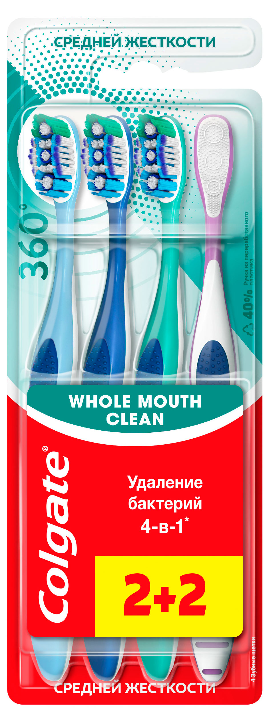 Изображение товара Colgate 360 суперчистота зубная щетка средняя жесткость 2 шт