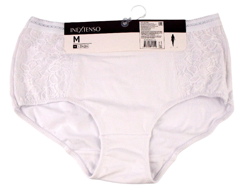 Изображение товара Женские хлопковые трусы InExtenso с кружевом, белые, размер M-XXL