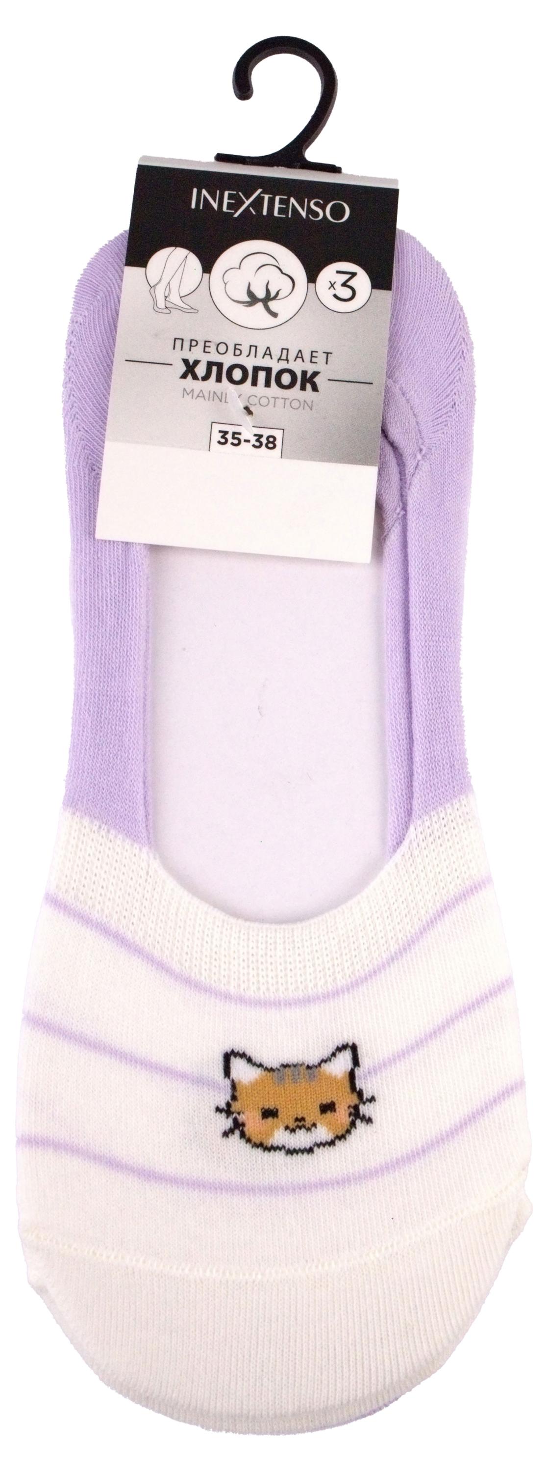 Изображение товара Женские следки InExtenso 3 пары бело-фиолетовые, комфорт и стиль