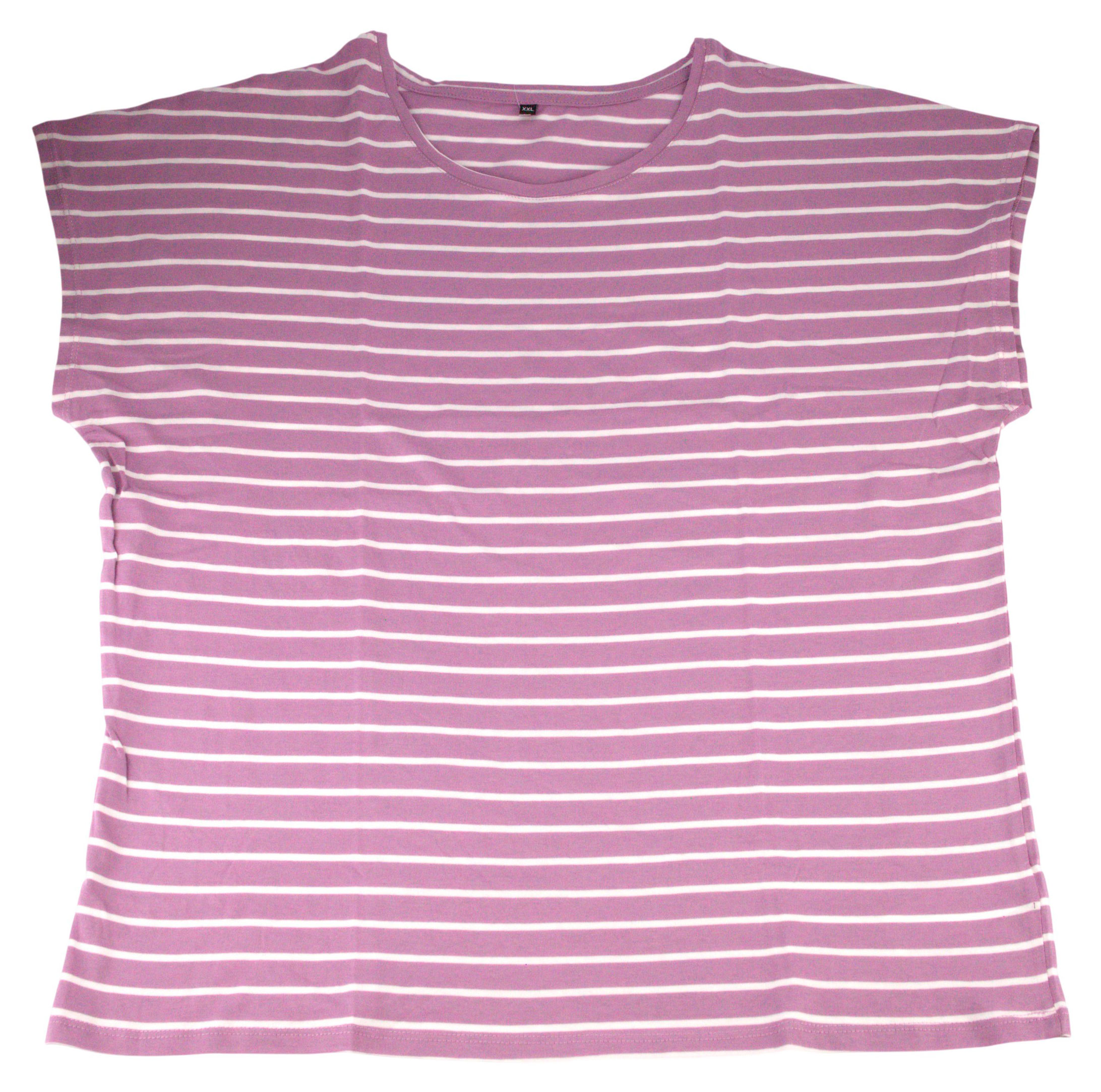 Изображение товара Женская футболка InExtenso в полоску сиреневая, удобная и стильная