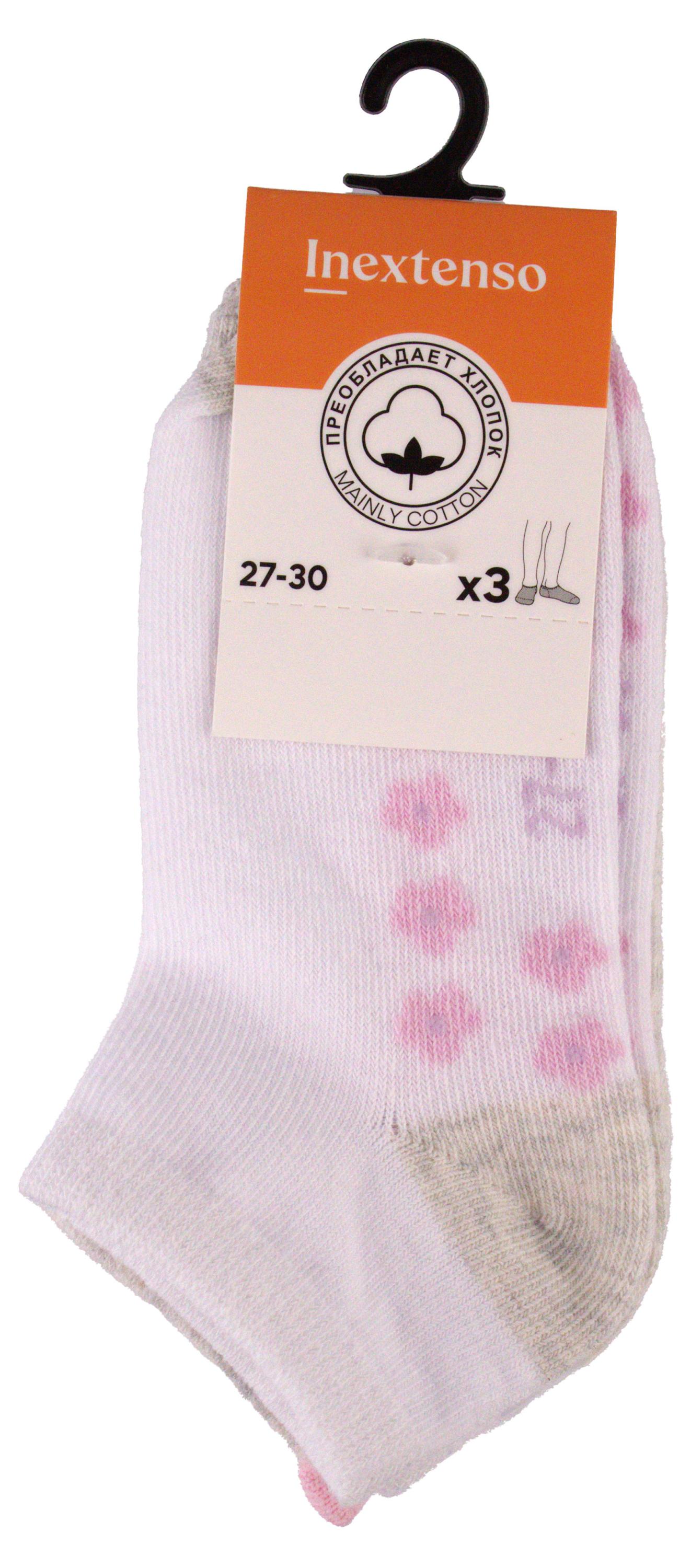 Изображение товара Носки для девочки InExtenso укороченные серо-белые, р. 27/30-35/38 3 пары