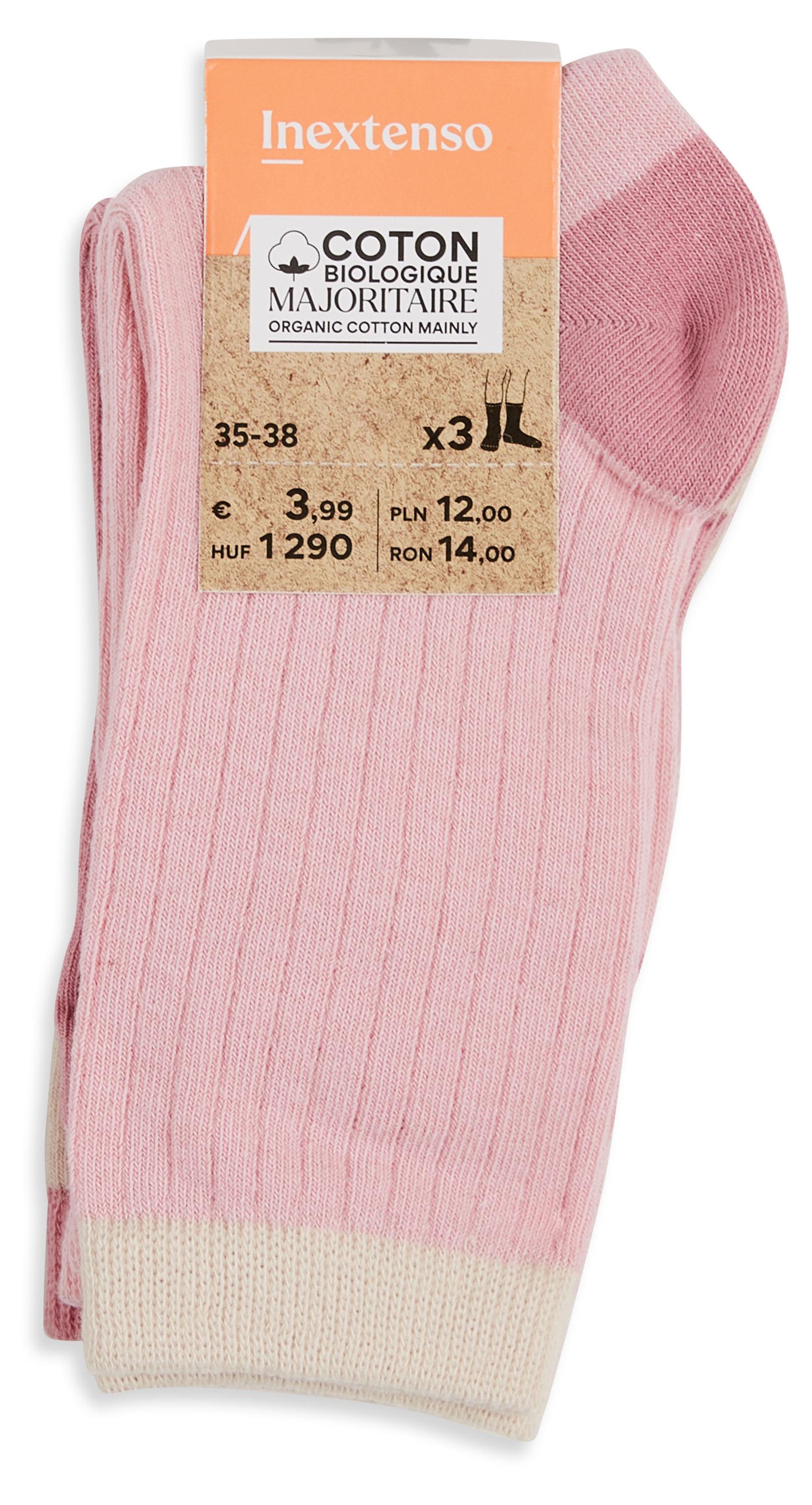 Изображение товара Носки для девочек InExtenso 3 пары, хлопок, повседневные, бежево-розовые