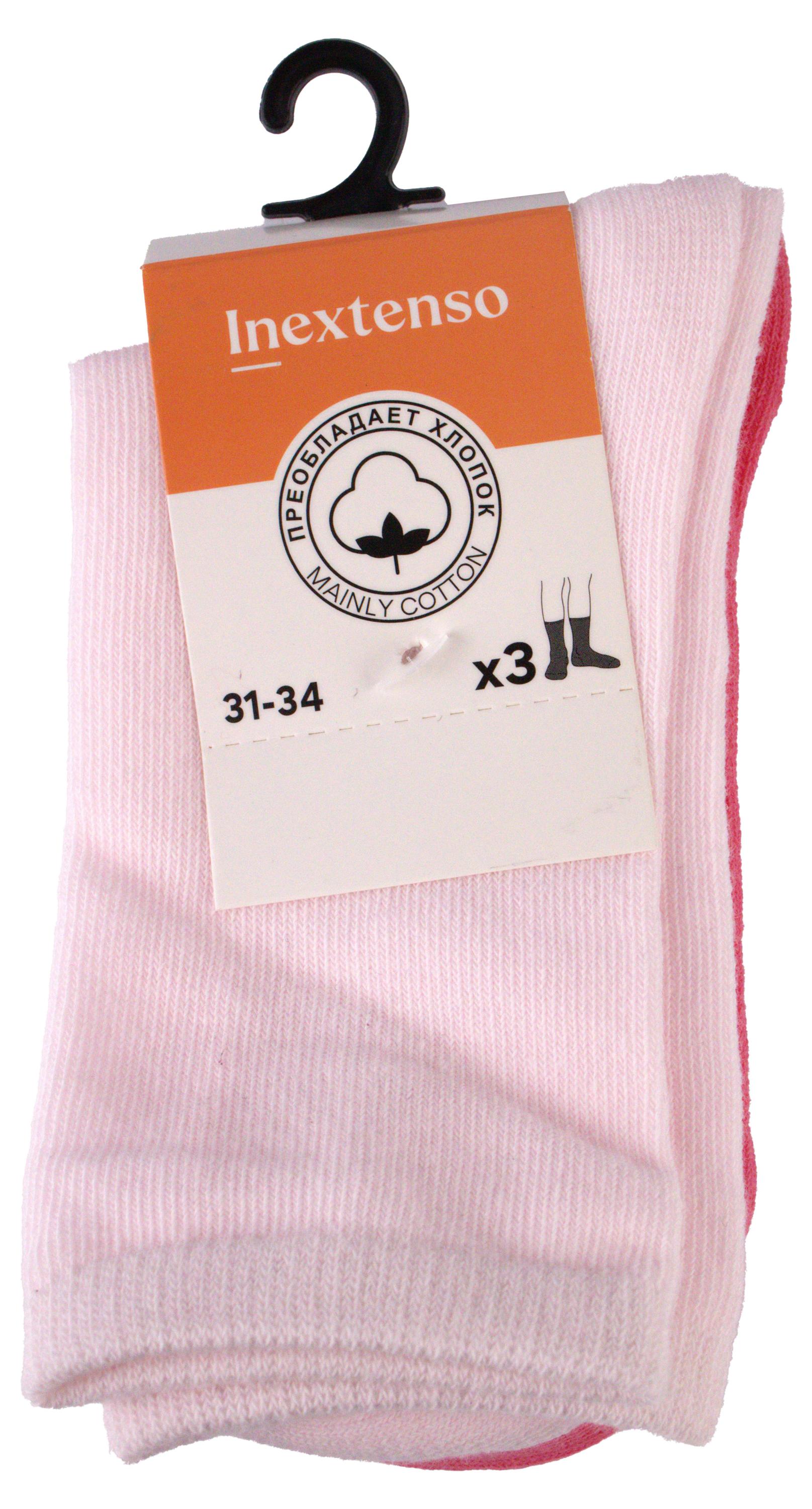 Изображение товара Носки для девочки InExtenso красно-розовые 3 пары, р 27/30-35/38