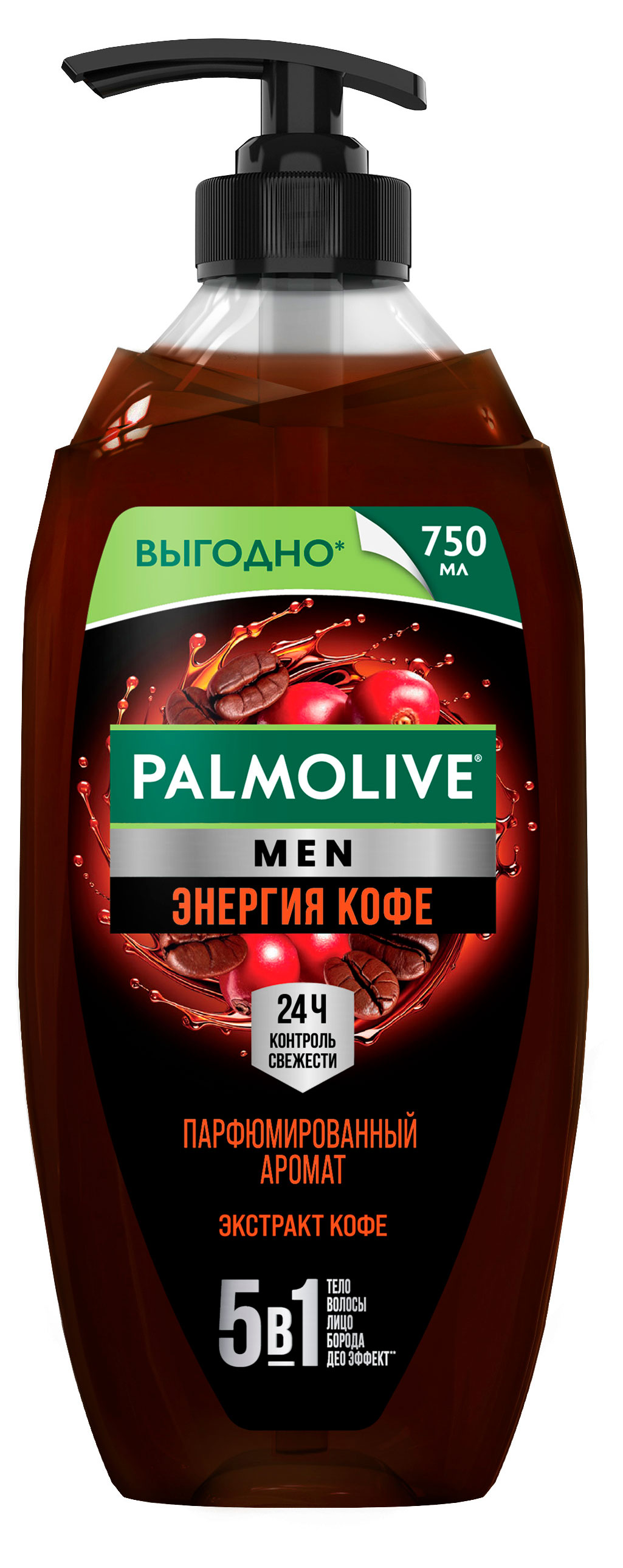 Изображение товара Гель для душа Palmolive Men Энергия кофе 5 в 1, Турция, 0.75 л