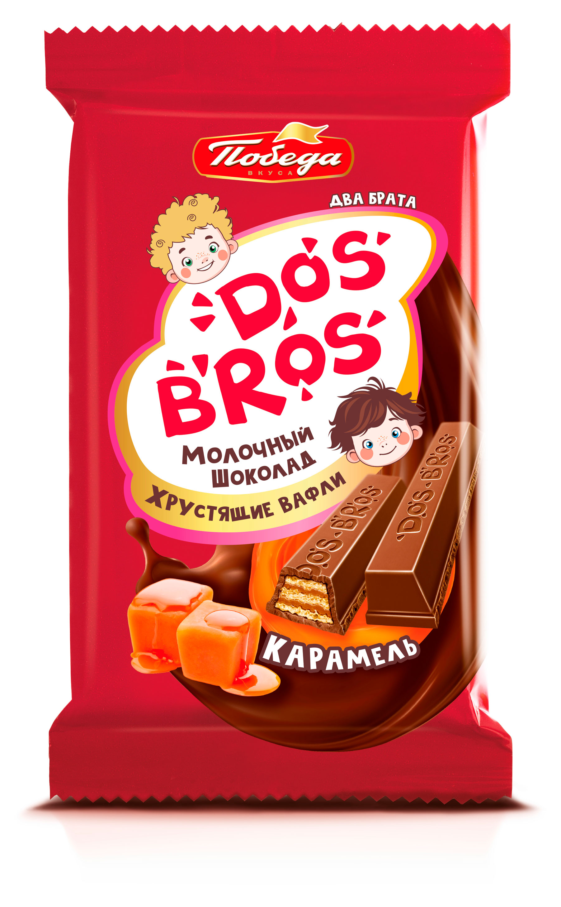 Изображение товара Шоколад молочный «Победа вкуса» Дос-Брос Хрустящие вафли Карамель, 37 г