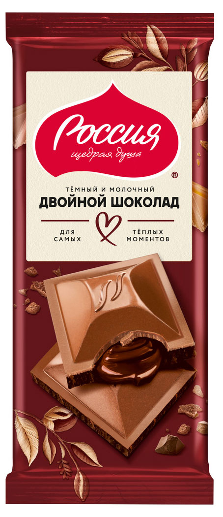 Изображение товара Шоколад темный «Россия - Щедрая душа!» Двойной шоколад, 75 г