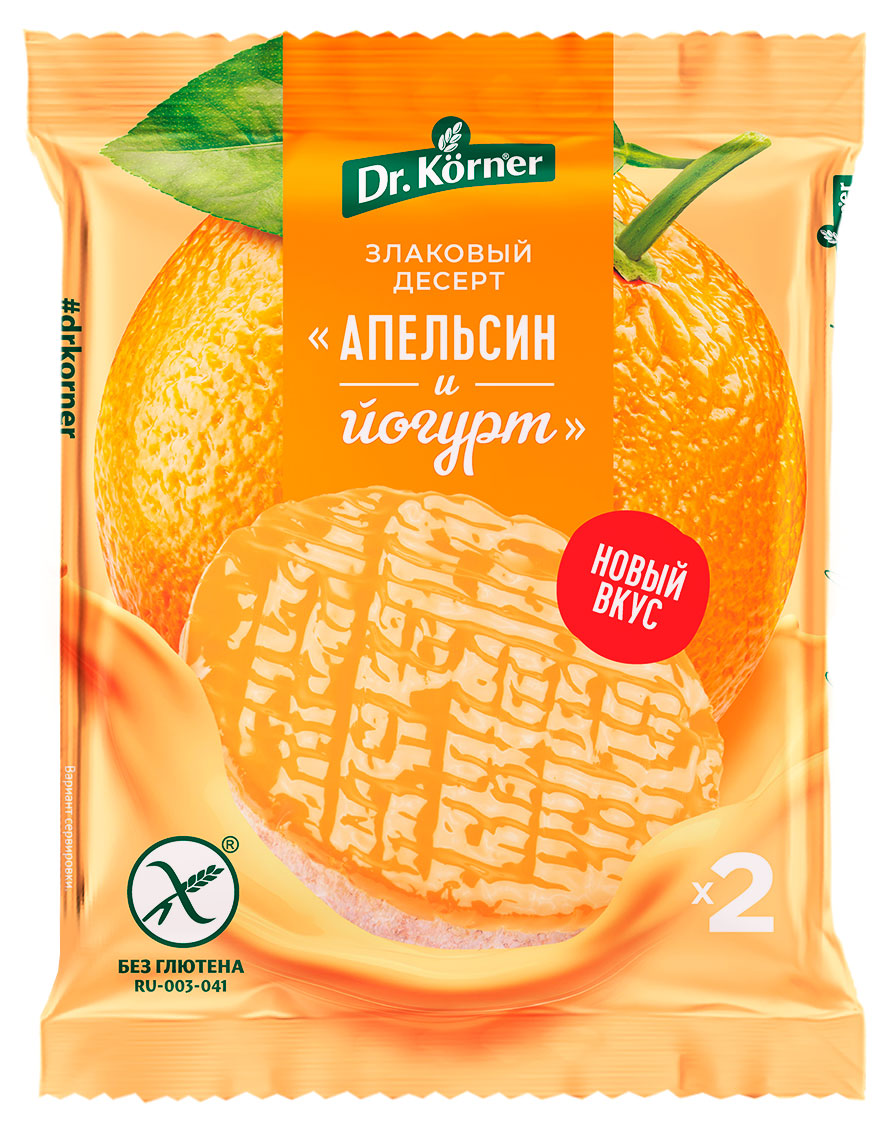 Изображение товара Хлебцы рисовые Dr. Korner апельсиновые с йогуртом без глютена, 34 г