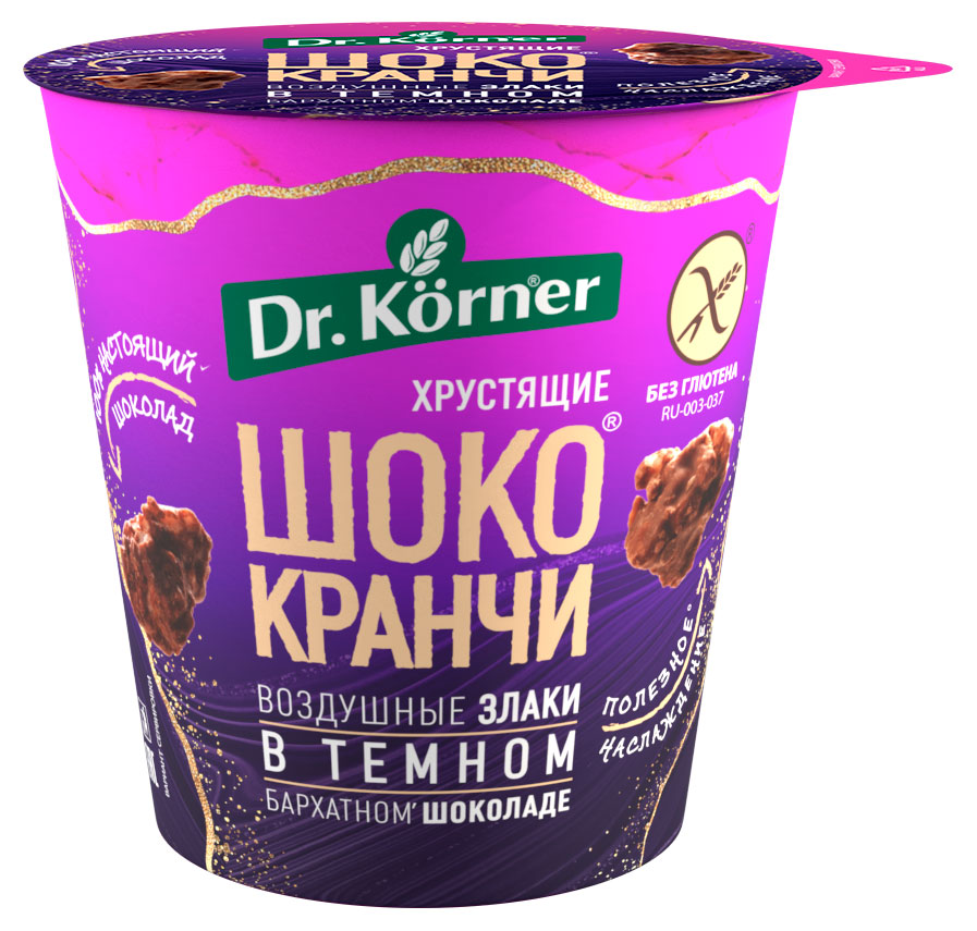 Изображение товара Шококранчи злаковые Dr. Korner гречневые в темном шоколаде без глютена, 40 г