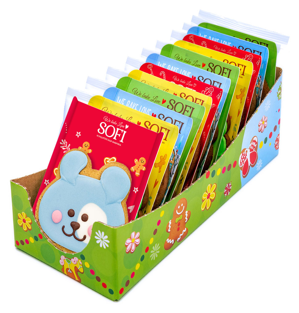 Изображение товара Печенье «Пекарня Sofi» Животные ванильное 60 г, 1 шт в ассортименте
