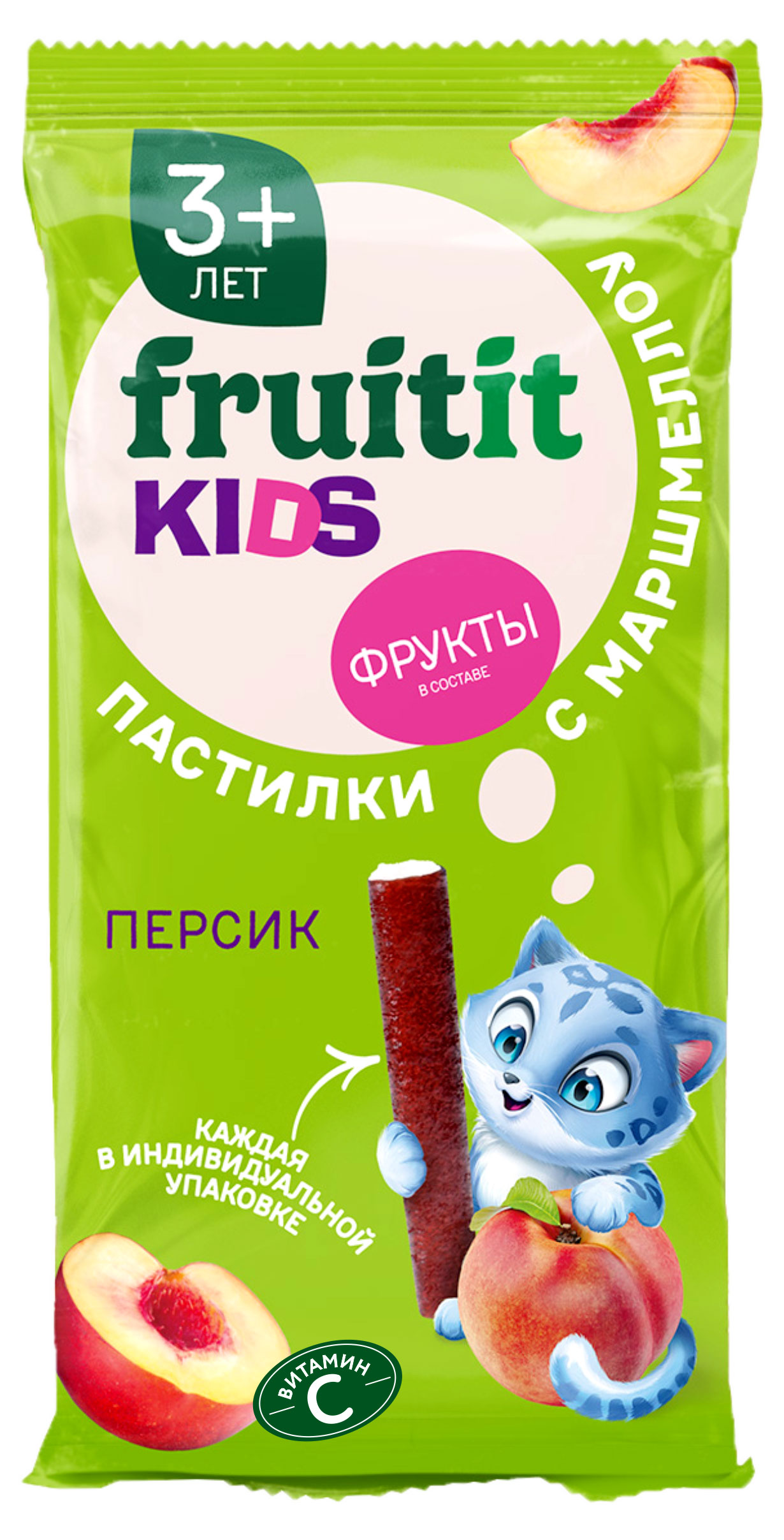 Изображение товара Пастилки Fruit It Kids персик с маршмеллоу, 45 г