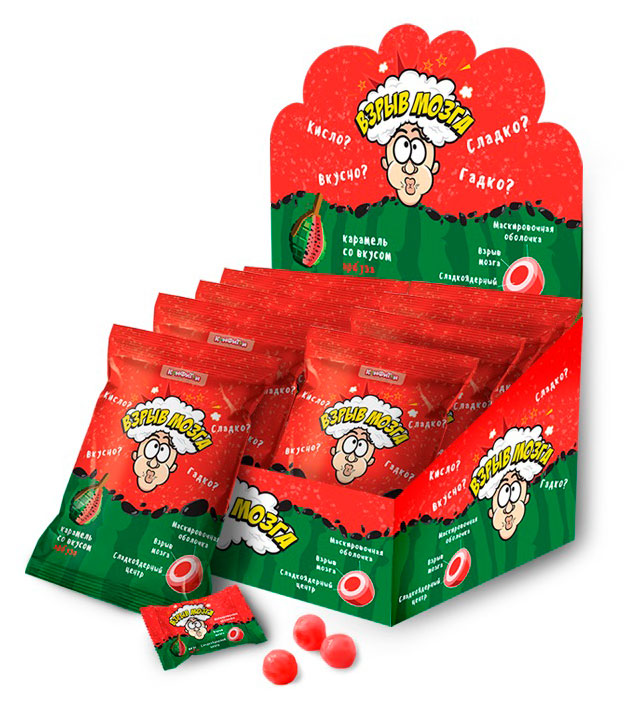 Изображение товара Карамель «Конфитой» Взрыв мозга со вкусом арбуза Китай, 15 г
