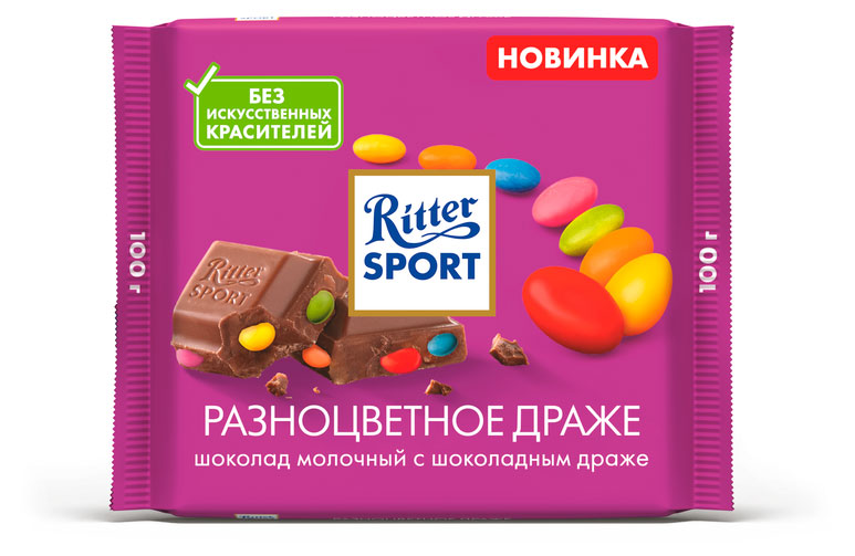 Изображение товара Молочный шоколад Ritter Sport с разноцветным драже 100 г Германия