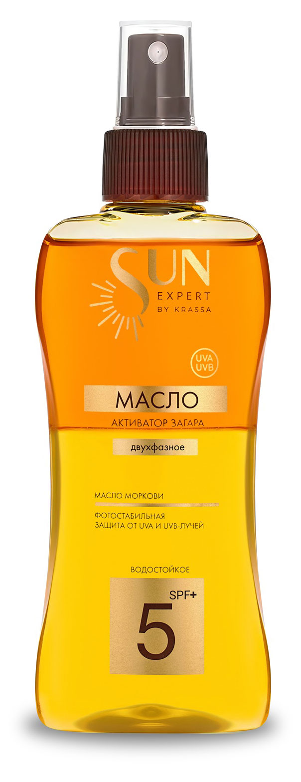 Krassa | Масло-Активатор загара Krassa двухфазное SPF5+, 180 мл