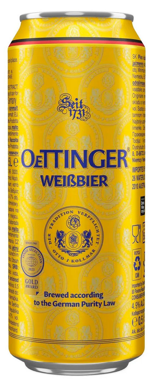 

Пиво светлое OeTtinger Weissbier нефильтрованное, 500 мл